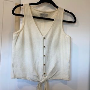 Madewell Cream Button up Tank with Tie Feature